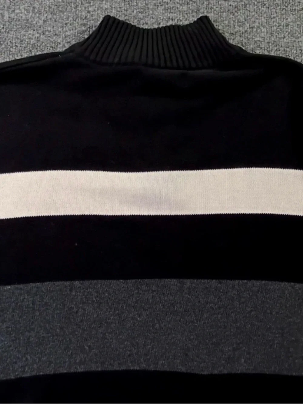 U.S. Polo Assn. Black, Gray & White Striped Quarter-Zip Sweater